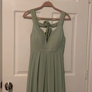 Bebe HI LOW CHIFFON MAXI DRESS, SILT GREEN COLOR